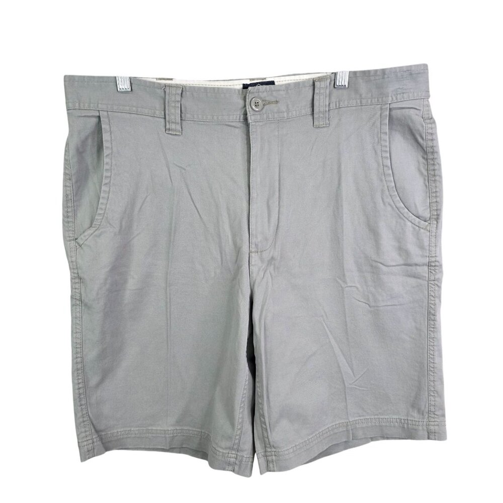 Mens St John's Bay Gray Chino Shorts Comfort Stretch 10" Inseam Cotton Size 36